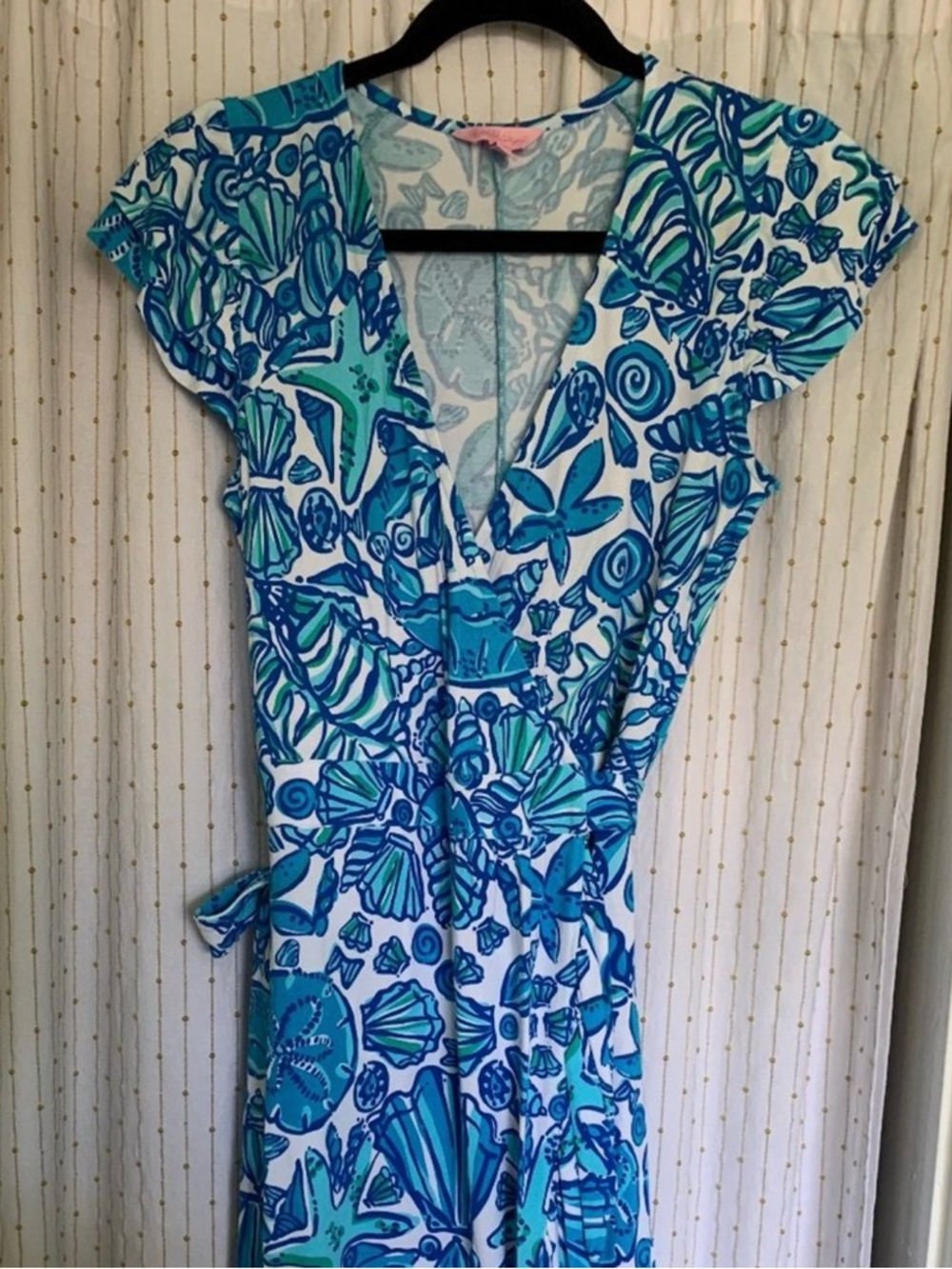 Lilly Pulitzer Blue  V-Neck Tie-Waist Adriel Dress - Picture 3 of 3
